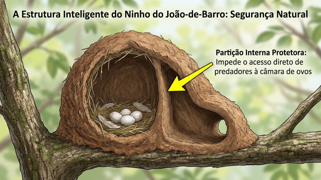 A presença de uma casa de joão-de-barro indica um quintal com ecossistema saudável e equilibrado. – Imagem gerada por IA