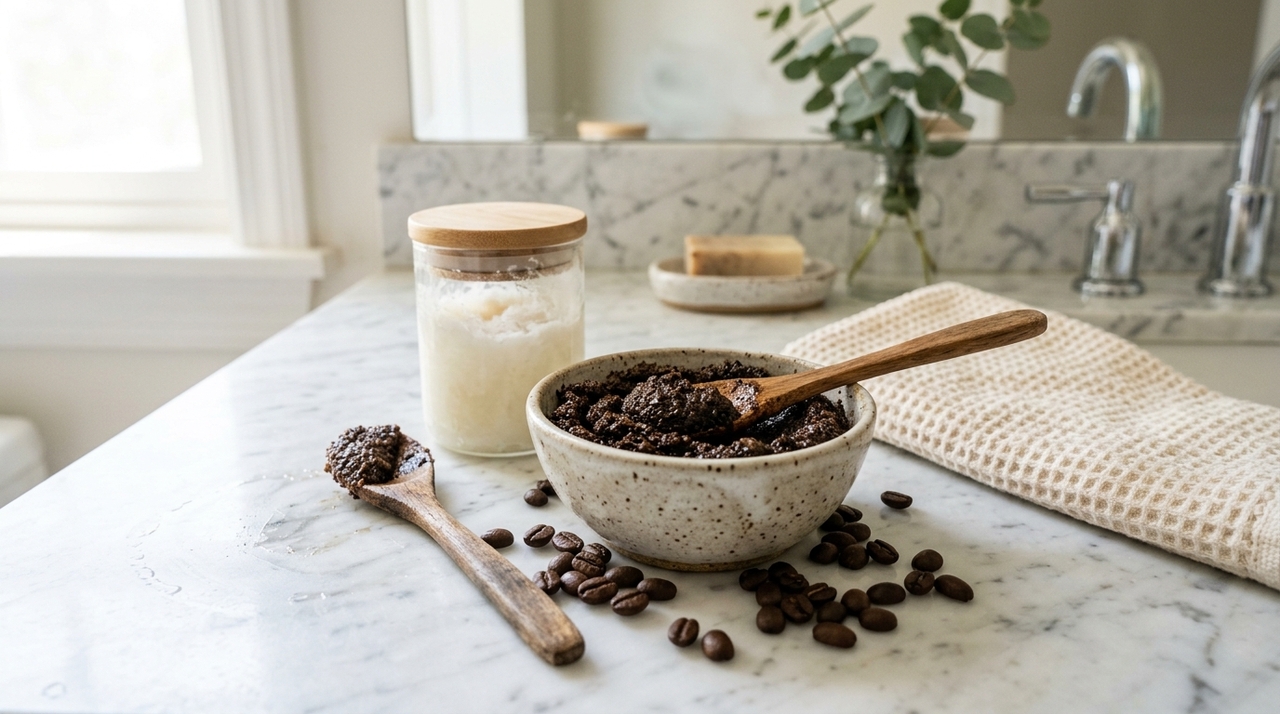 A borra de café é conhecida por sua textura granulada, que promove uma esfoliação física suave quando aplicada com movimentos delicados.