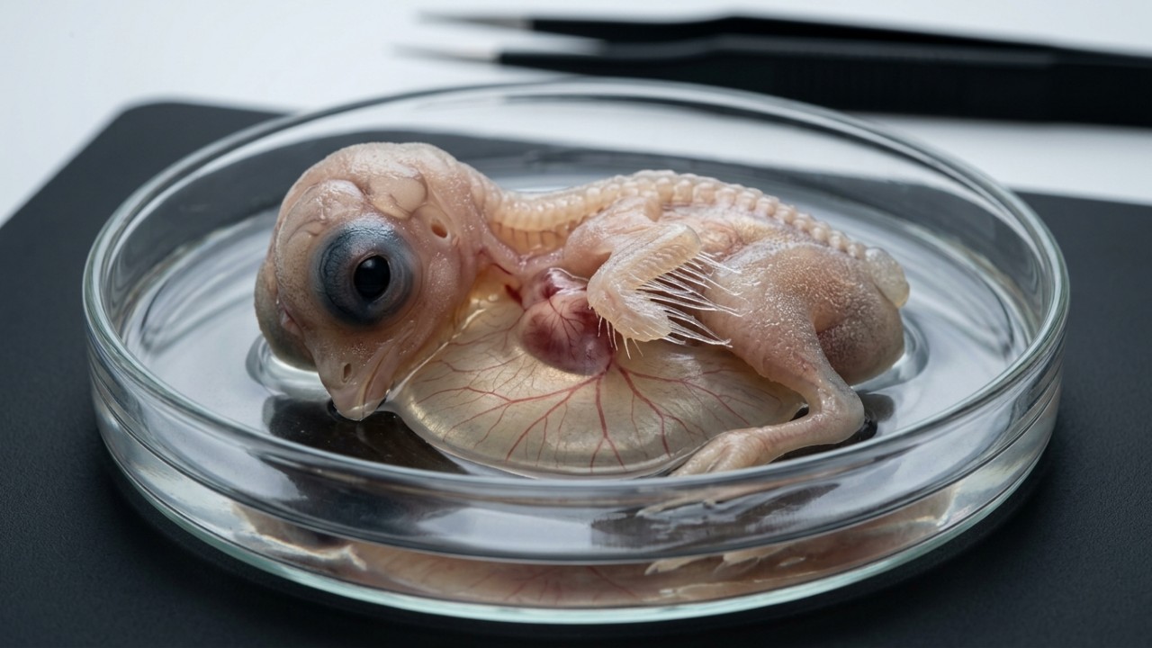 Manipulações em vias genéticas permitem aos cientistas observar o surgimento de estruturas primitivas similares a protopenas. – Imagem gerada por IA