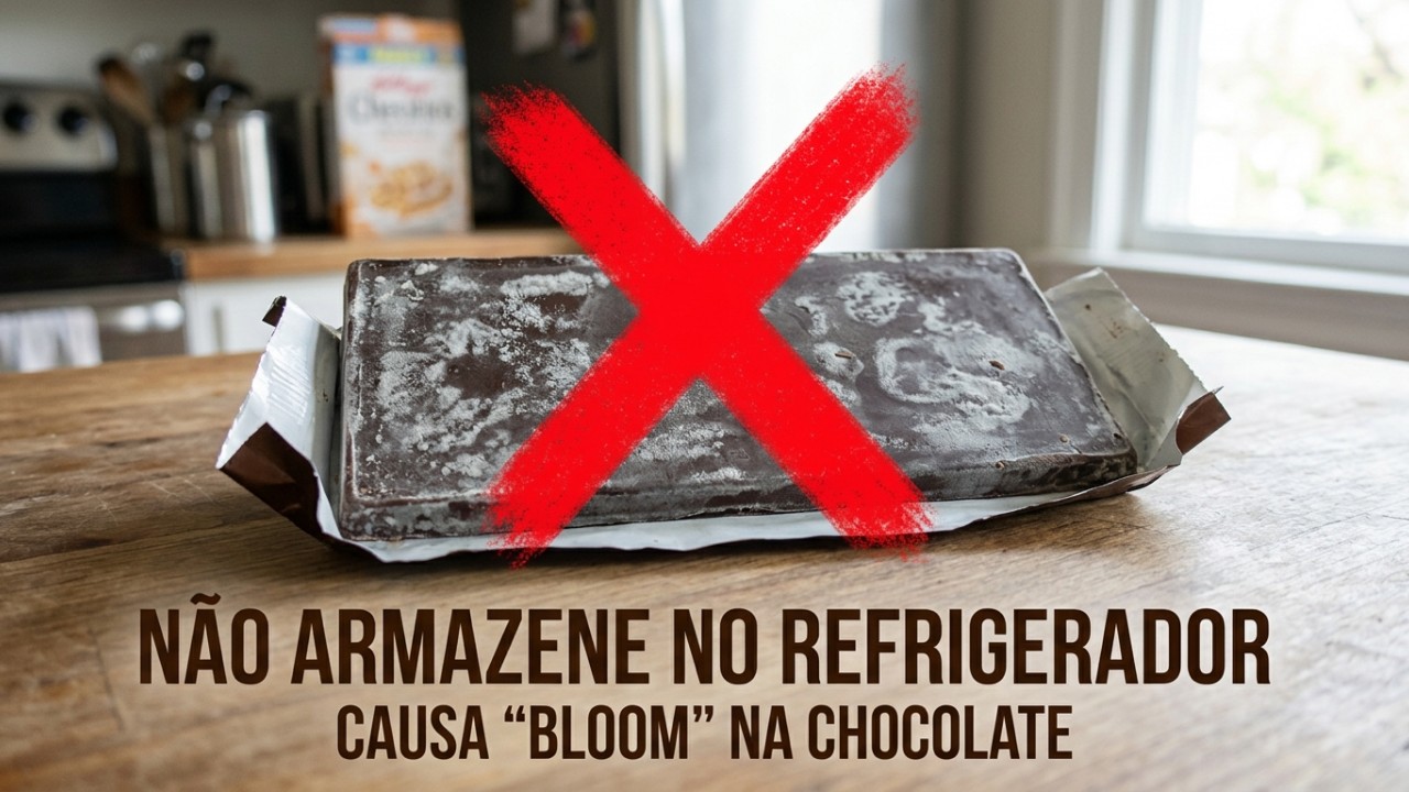 Guardar chocolate na geladeira prejudica a textura e o sabor original do doce. – Imagem gerada por IA