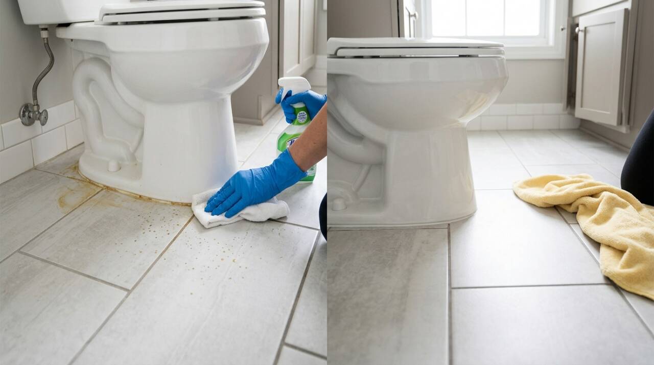 Um produto enzimático próprio para resíduos orgânicos pode ajudar quando o odor permanece nos rejuntes ou em outras superfícies compatíveis