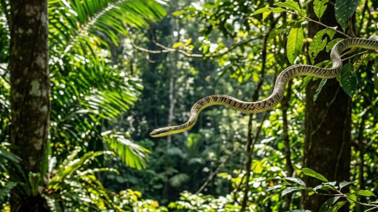 A Chrysopelea, conhecida como cobra-voadora, consegue planar dezenas de metros sem asas