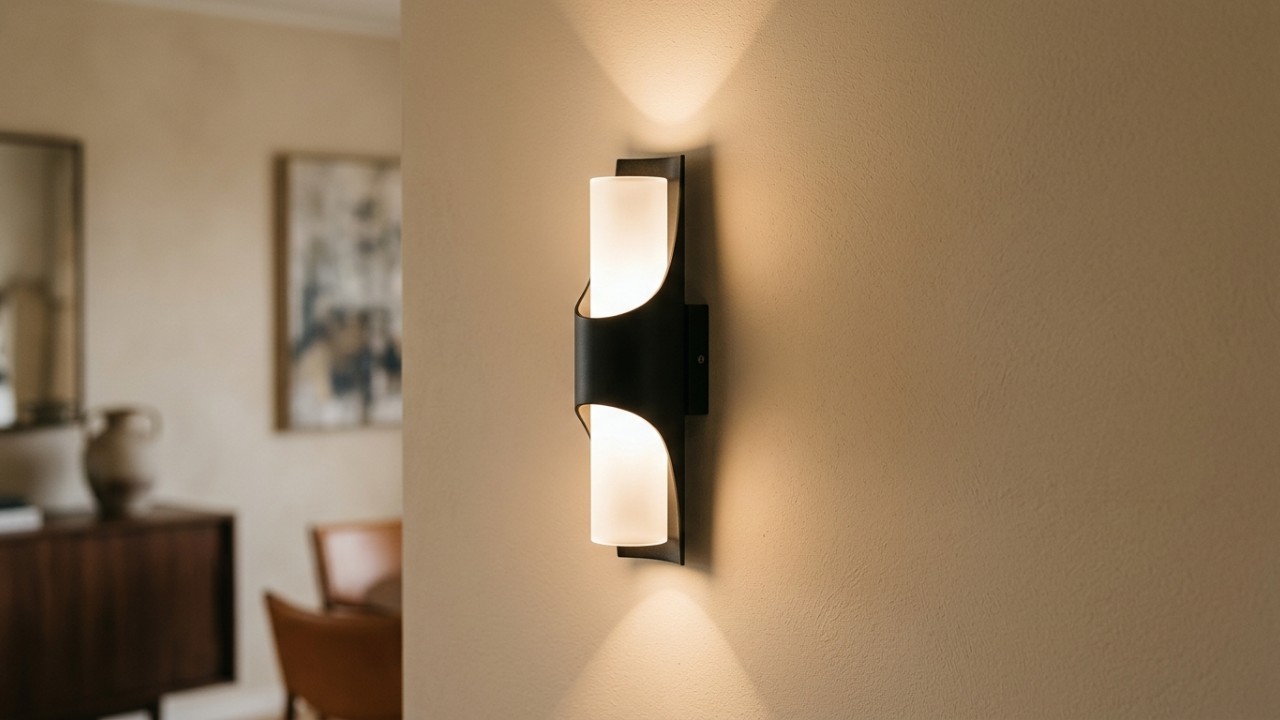 O design dinamarquês utiliza luzes indiretas para criar ambientes equilibrados e visualmente acolhedores. – Imagem gerada por IA