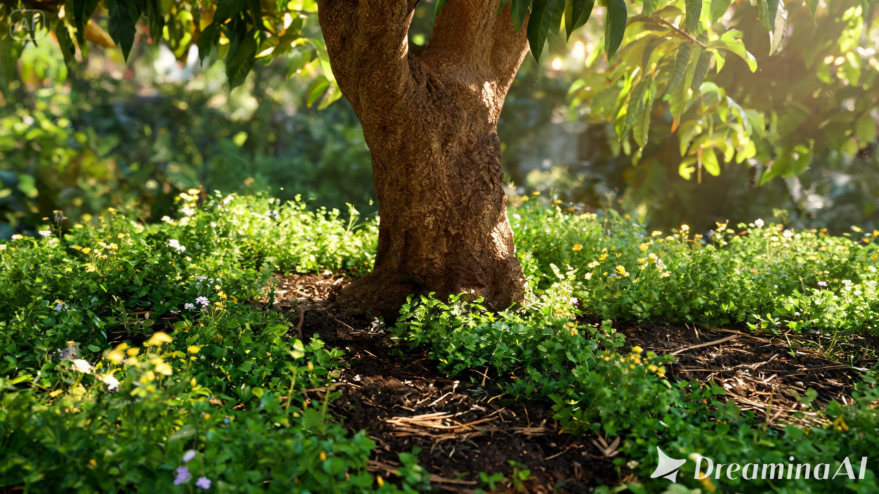 Veja quais plantas combinam com árvores frutíferas e ajudam a atrair polinizadores e insetos benéficos.