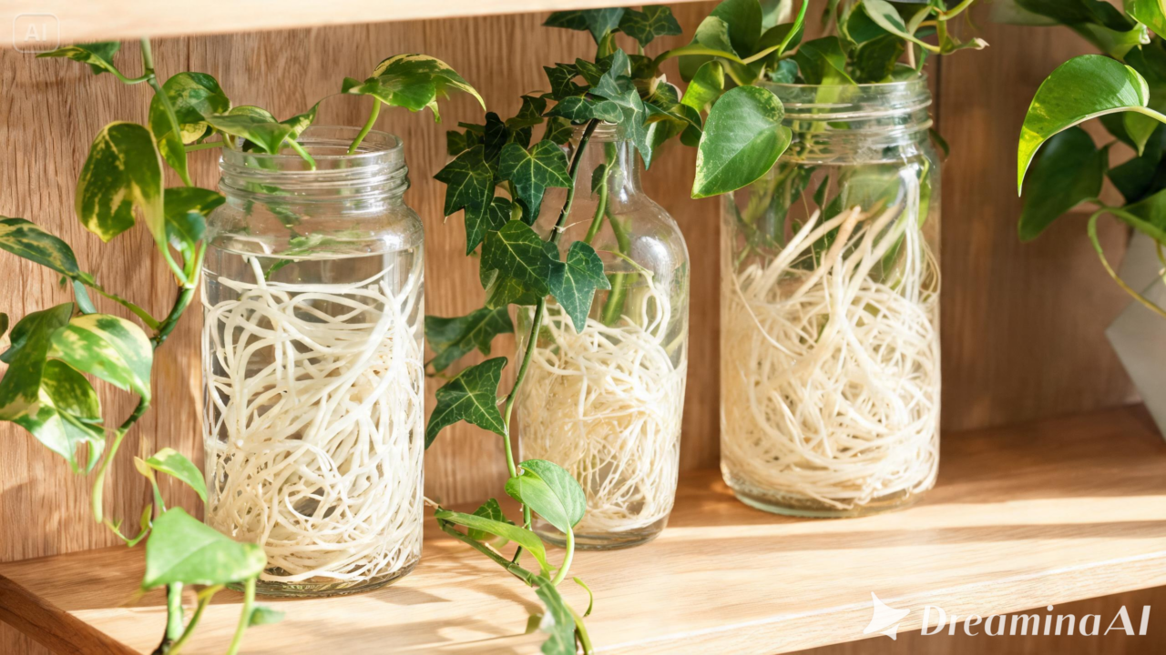 Veja quais plantas pendentes se desenvolvem na água e criam uma decoração moderna sem usar vasos com terra.