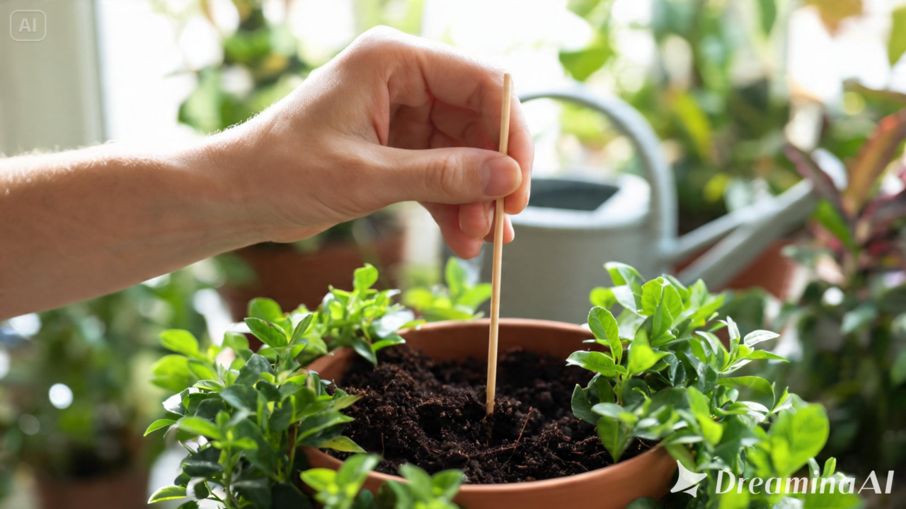 O palito de churrasco pode revelar se o substrato ainda está úmido. Aprenda como usar esse método simples no cuidado das plantas.