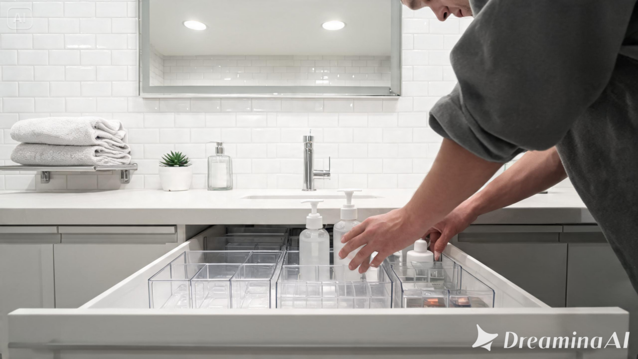 Descubra como organizar o banheiro de forma rápida com soluções práticas para bancada, armários e espaços pequenos no dia a dia.