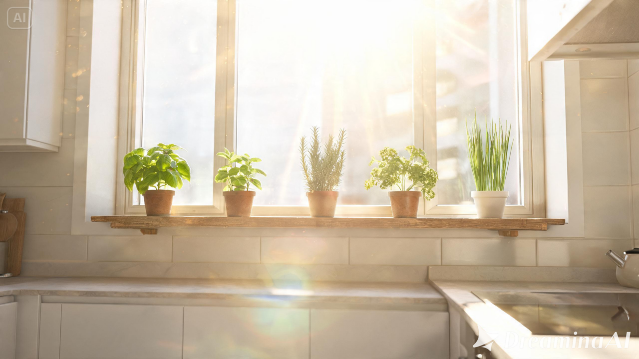 Aprenda a cultivar ervas na cozinha com a iluminação certa, vasos adequados e cuidados simples para colher temperos frescos.