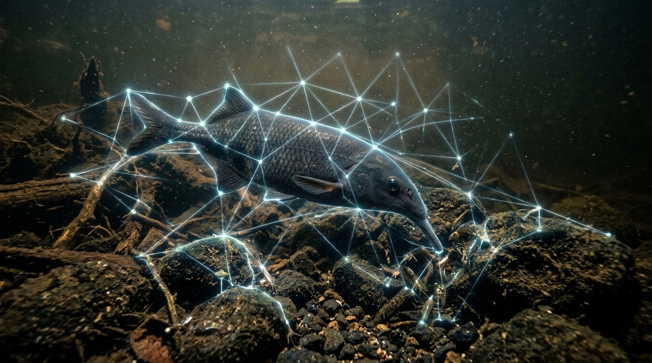O peixe-elefante, conhecido cientificamente como Gnathonemus petersii, vive em rios africanos onde a água pode ser escura, turva e cheia de sedimentos.