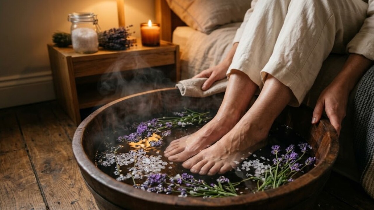 A técnica do escalda-pés com sal grosso e lavanda pode se transformar em um ritual simples para aliviar o cansaço dos pés