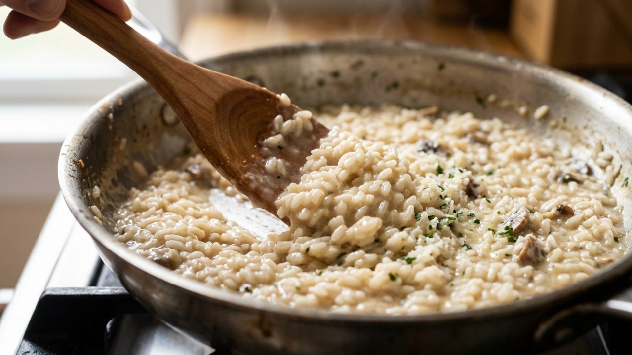A escolha do grão adequado representa o primeiro passo fundamental para o sucesso do risoto. – Imagem gerada por IA