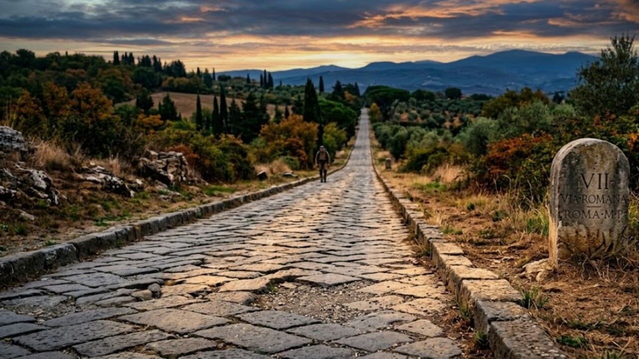 Estrada da Roma Antiga que impressiona pela precisão