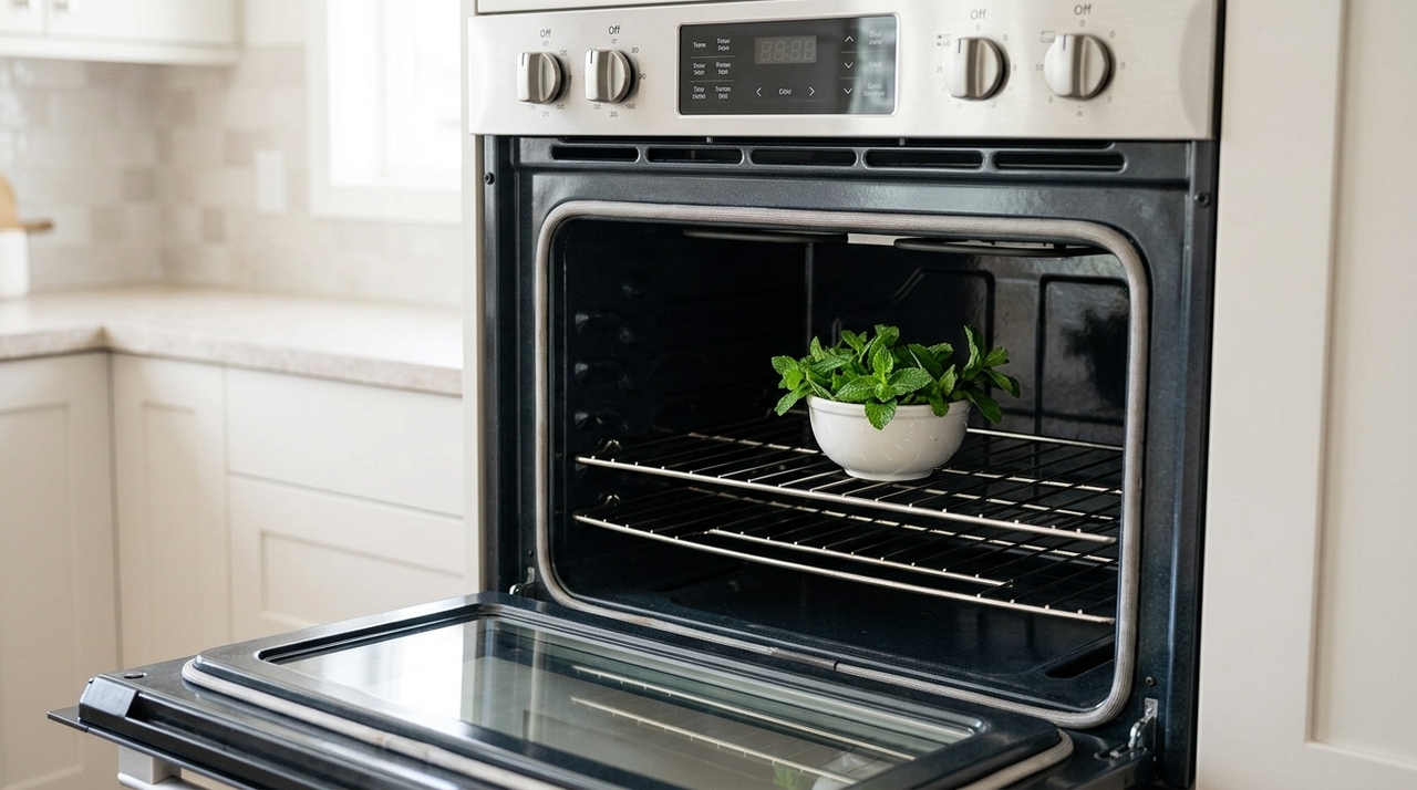 Primeiro, espere o forno esfriar completamente e retire restos de comida, gordura solta e migalhas.
