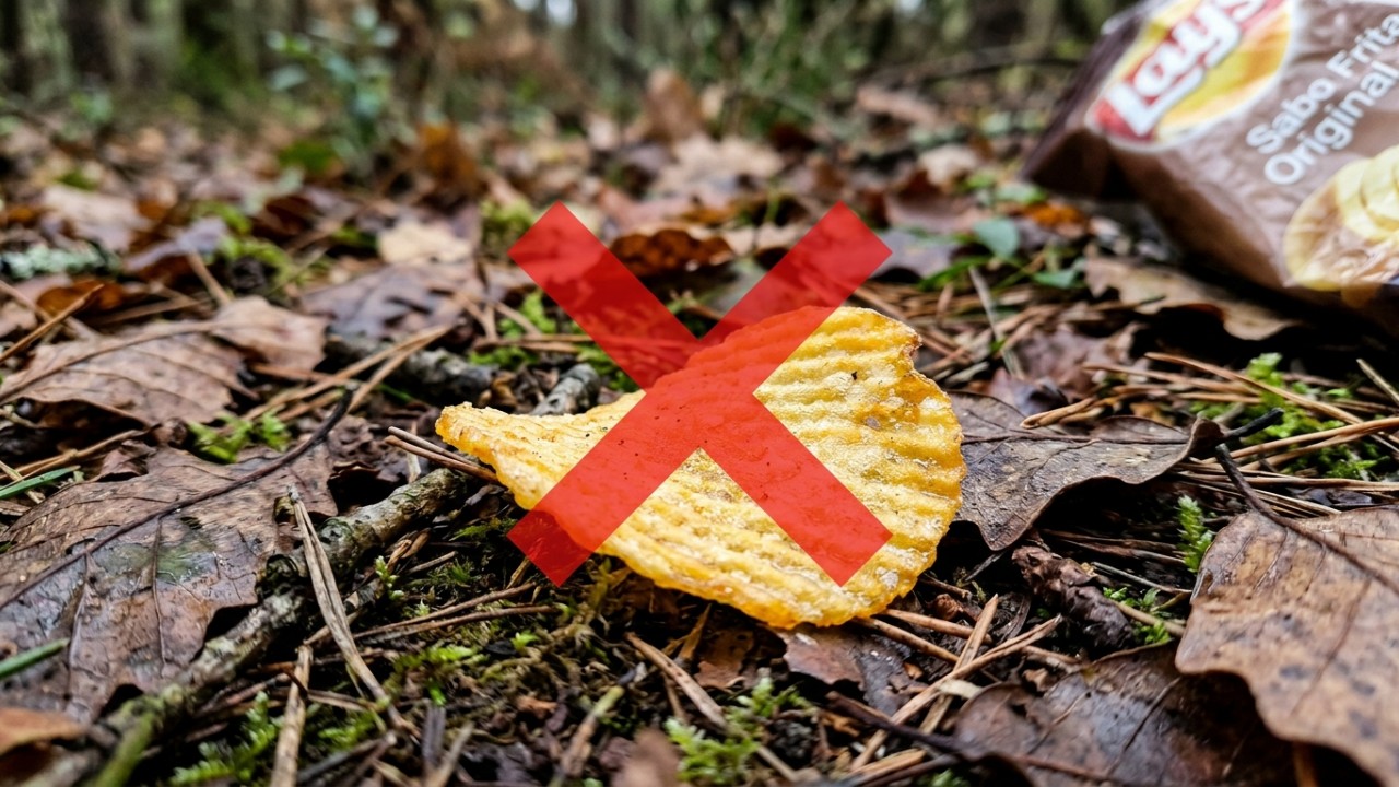 A preferência por resíduos industrializados prejudica a dispersão de sementes nativas na floresta. – Imagem gerada por IA