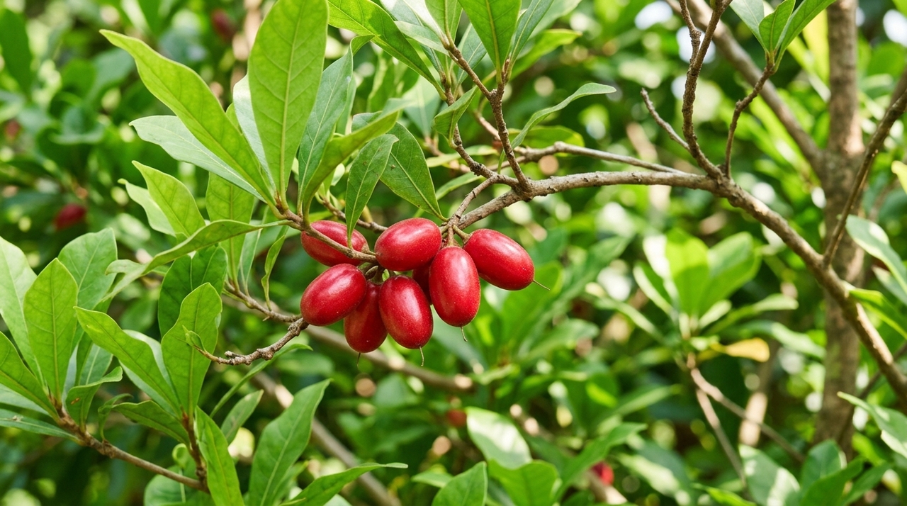 A fruta em si não é doce, mas contém uma glicoproteína ativa, com cadeias de carboidratos, chamada miraculina.