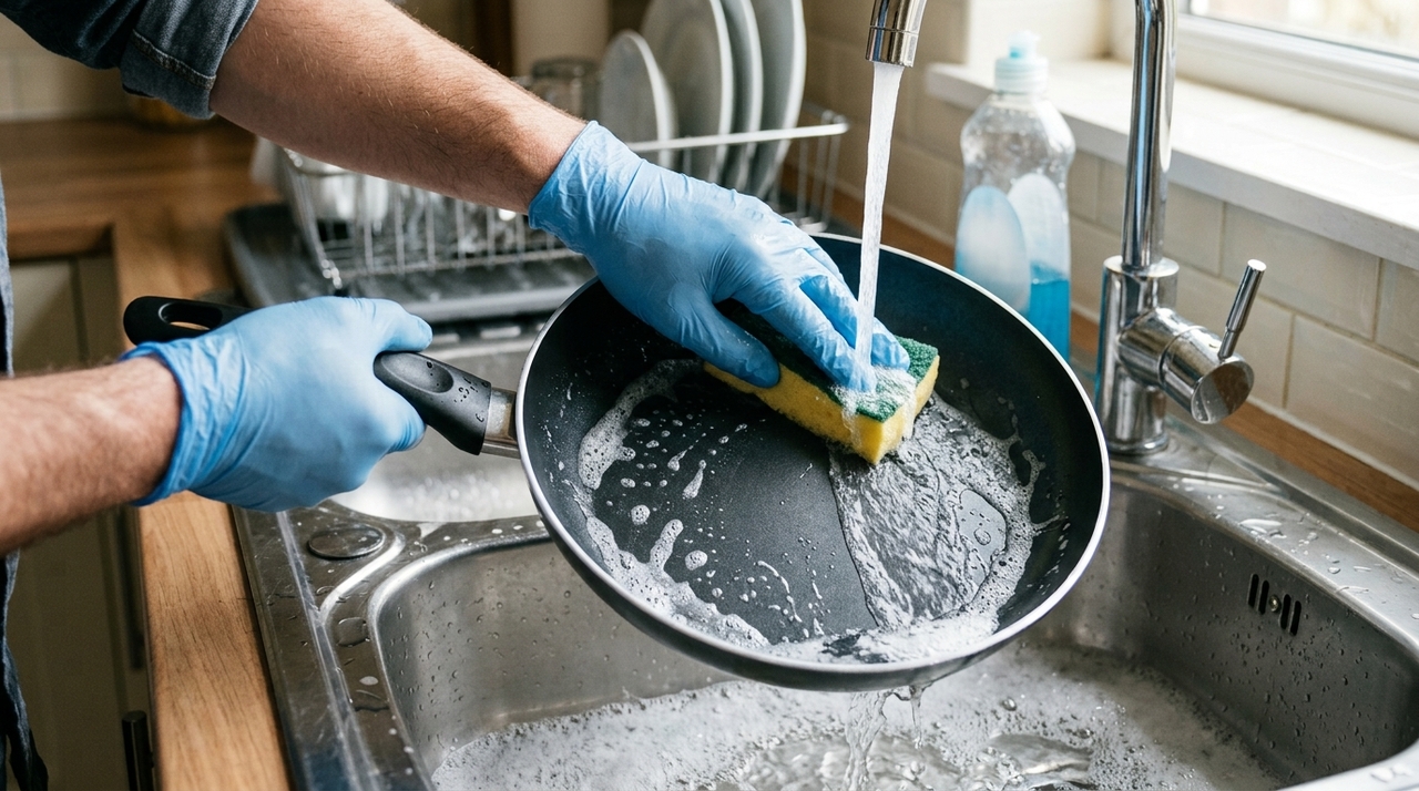 O politetrafluoretileno é um fluoropolímero usado como revestimento antiaderente por apresentar coeficiente de atrito muito baixo.