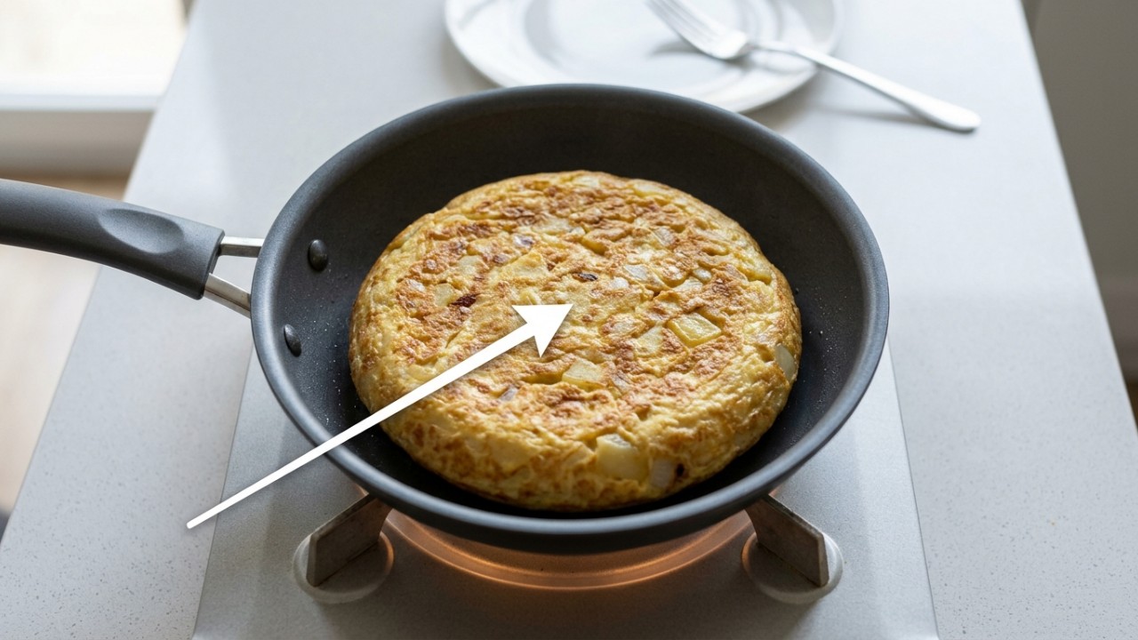 O corte uniforme das batatas e o preparo em fogo médio garantem a textura macia da tortilla. – Imagem gerada por IA