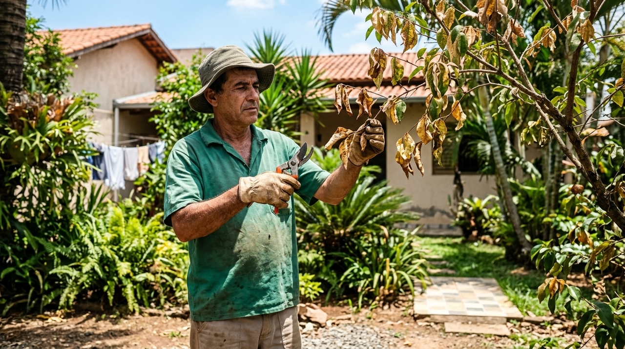 Cortes estruturais em dias quentes aceleram a perda de umidade vital das plantas vulneráveis.