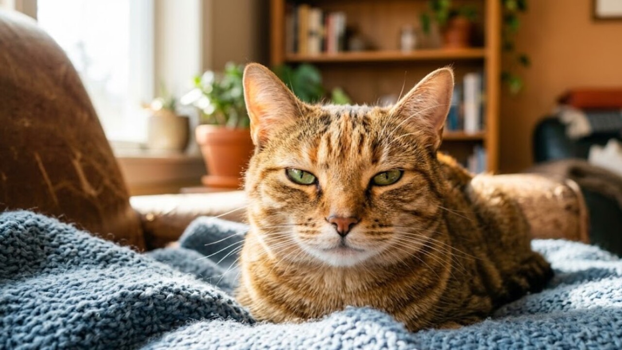 Gato piscando devagar para o seu dono