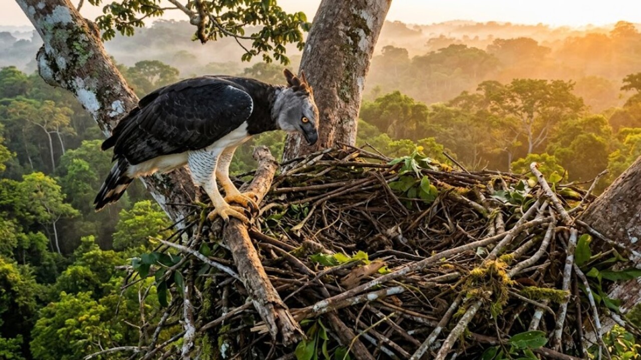O gavião-real é capaz de erguer uma das maiores estruturas já feitas por uma ave, criando ninhos gigantescos no alto da floresta amazônica