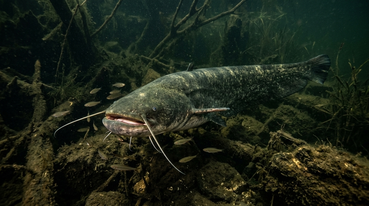 Considerado o maior peixe de água doce da Europa, o siluro pode atingir cerca de 2,5 metros e ultrapassar 100 quilos.