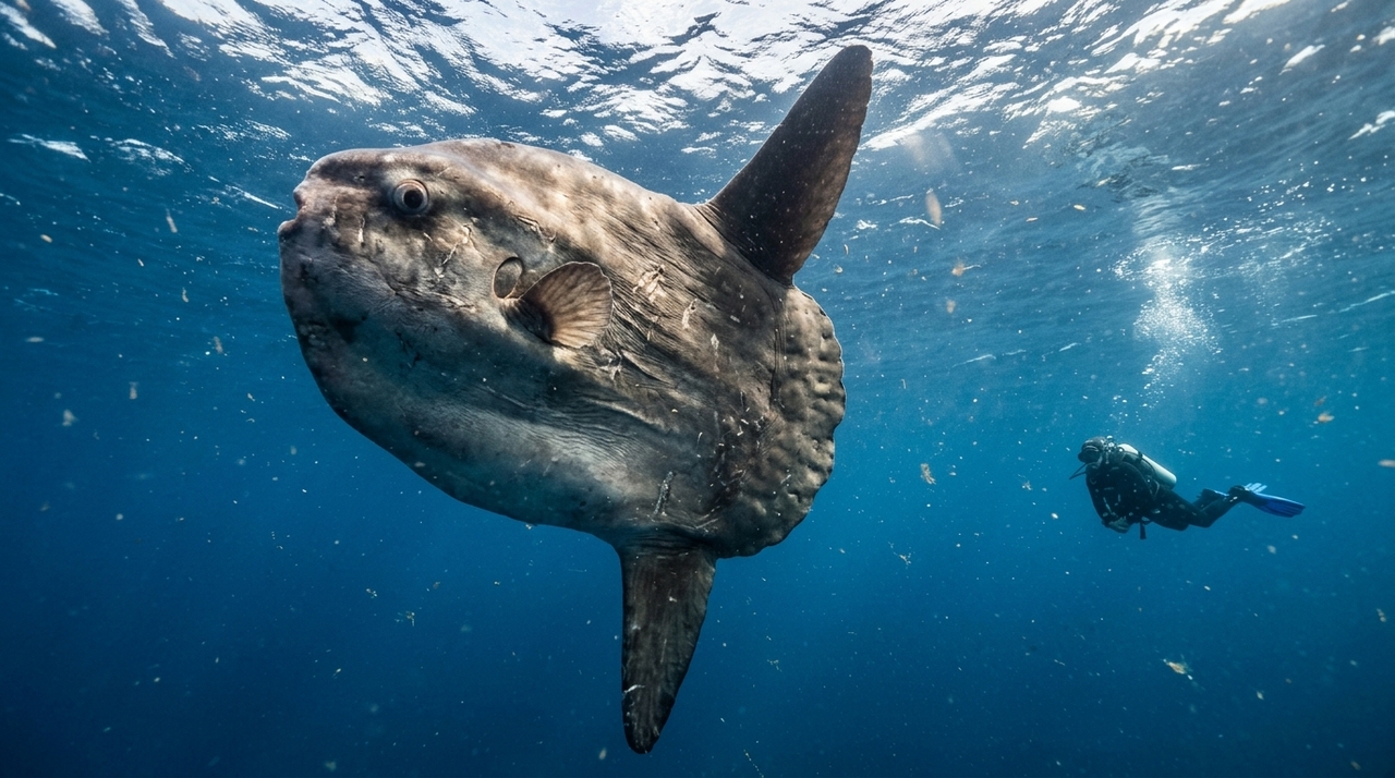 Considerado o maior peixe ósseo do mundo, o peixe-lua pode ultrapassar três metros de comprimento e atingir dimensões difíceis de imaginar.