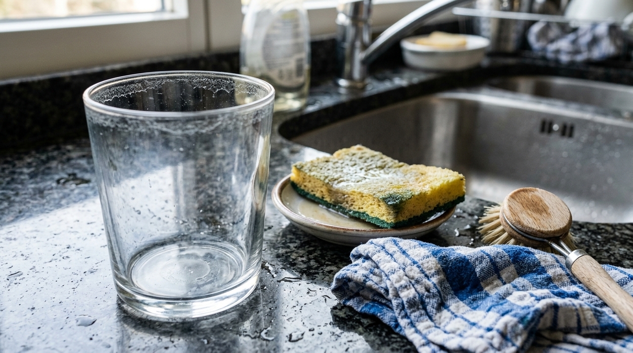 Guardar o copo ainda molhado cria uma superfície úmida, condição em que biofilmes podem se desenvolver.