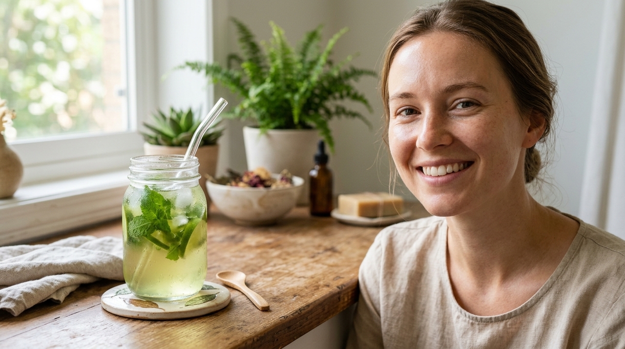 A combinação de hortelã e chá verde é conhecida por suas propriedades refrescantes e antioxidantes