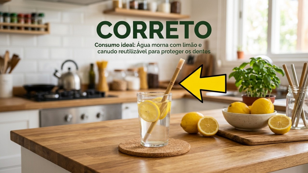 O hábito matinal de consumir água morna com limão estimula o metabolismo e ajuda na eliminação de toxinas. – Imagem gerada por IA