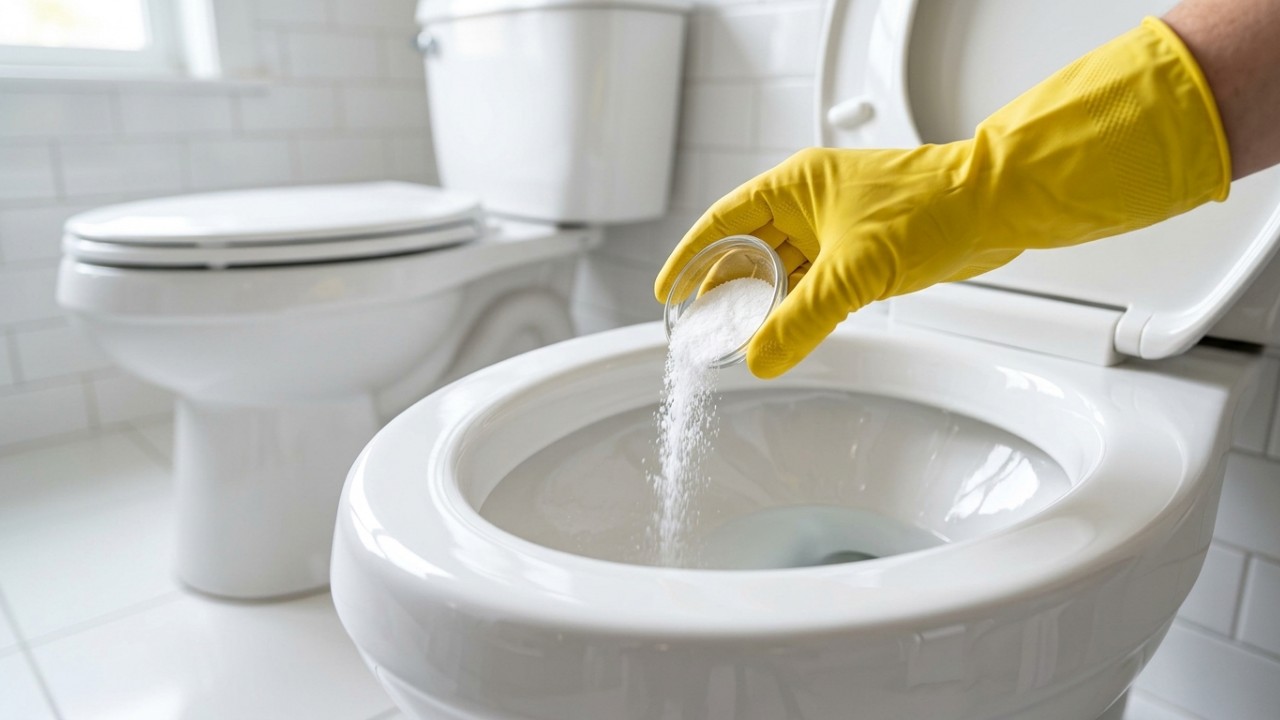 O ácido cítrico é uma solução prática e eficiente para remover manchas amareladas do vaso sanitário. – Imagem gerada por IA