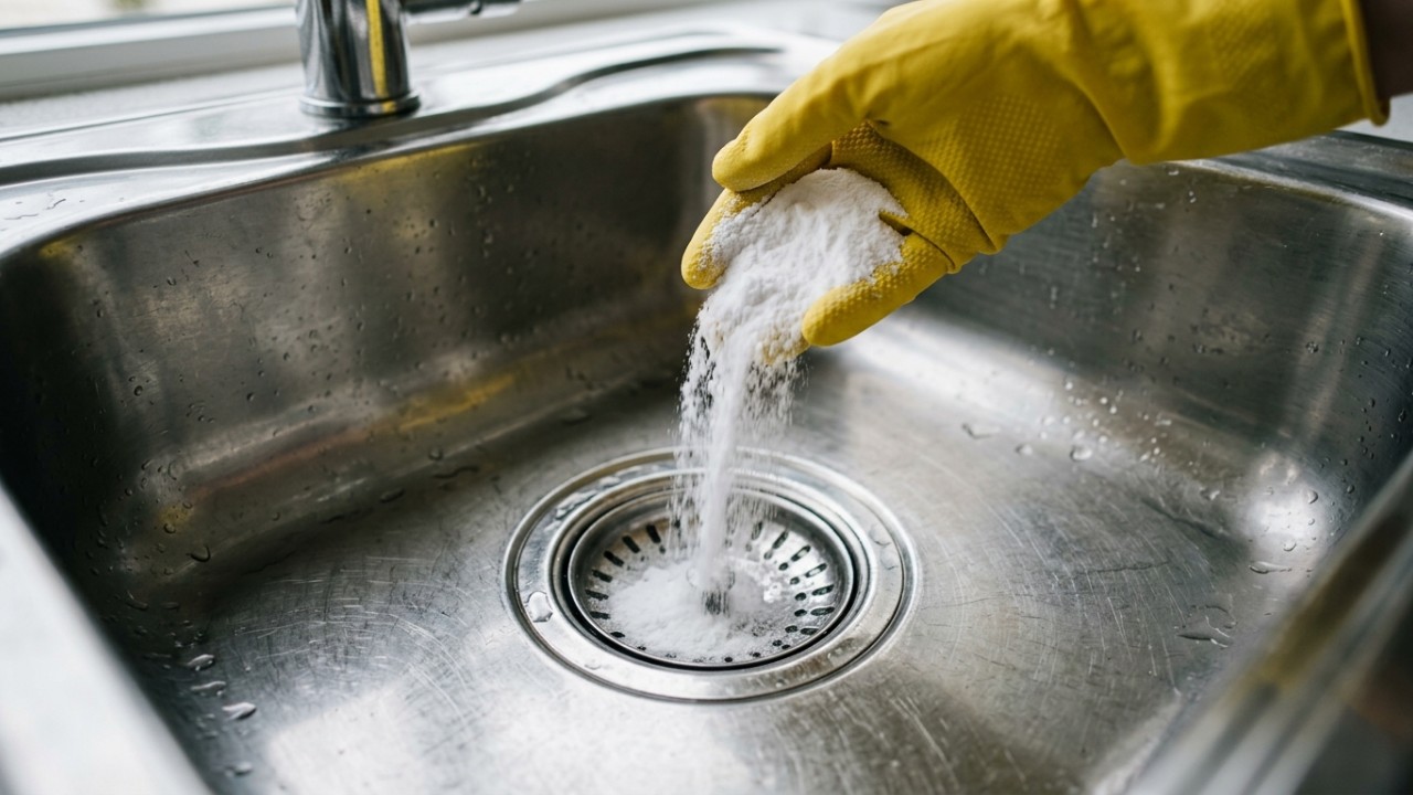 O bicarbonato de sódio é um aliado econômico na limpeza dos encanamentos da cozinha. – Imagem gerada por IA