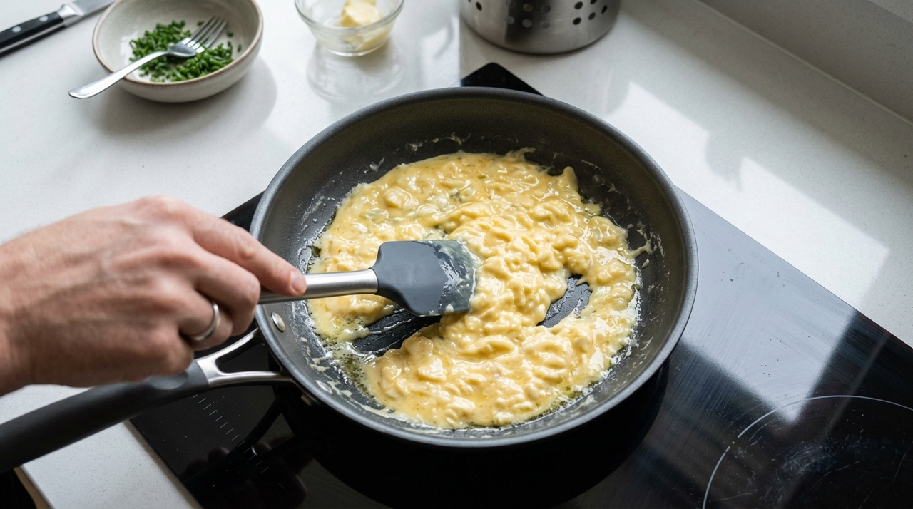 Para uma omelete individual, use 2 ou 3 ovos, uma pitada de sal e nada de leite.