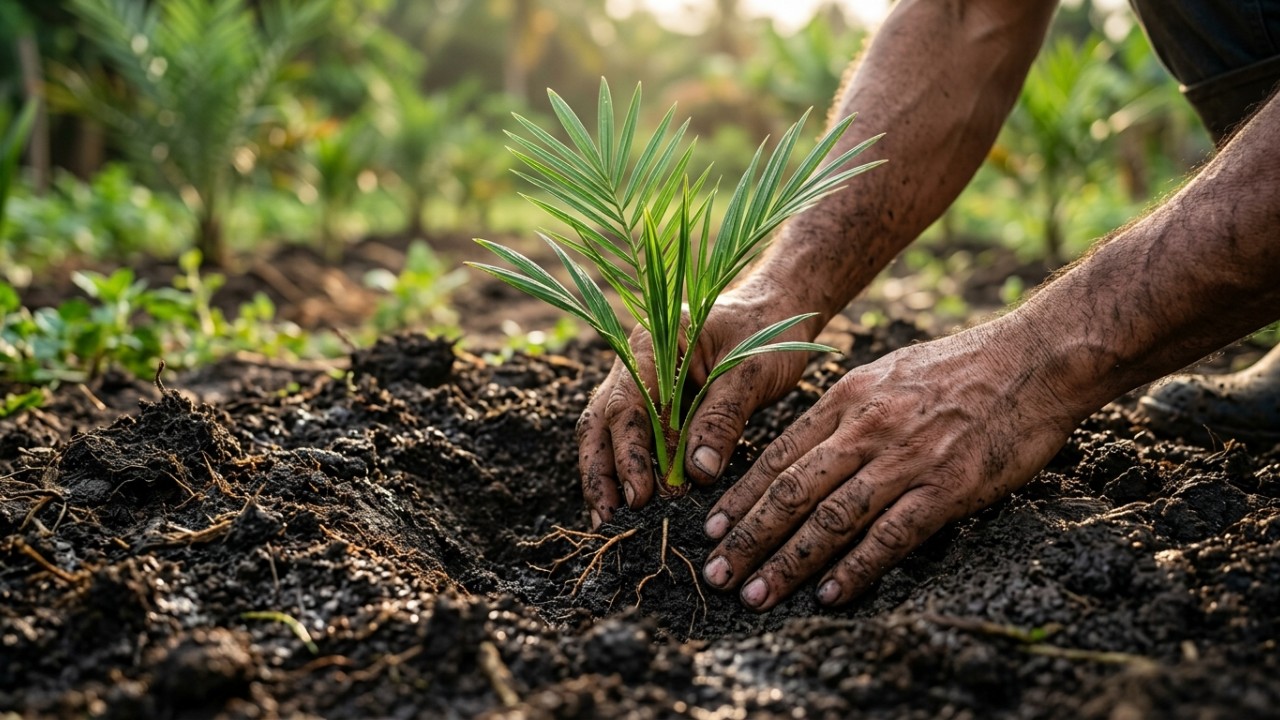 Plantar tâmaras é um ato de generosidade que constrói legados duradouros para as futuras gerações. – Imagem gerada por IA