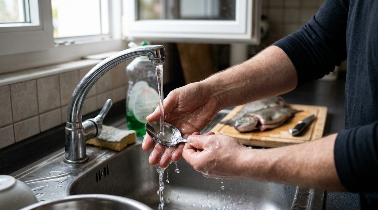 O odor característico do peixe é causado por compostos naturais que aderem à pele durante o preparo.