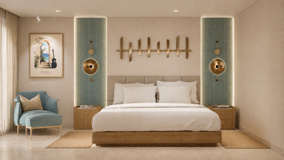 Ilustração artística de como serão os novos quartos do resorts da Hard Rock