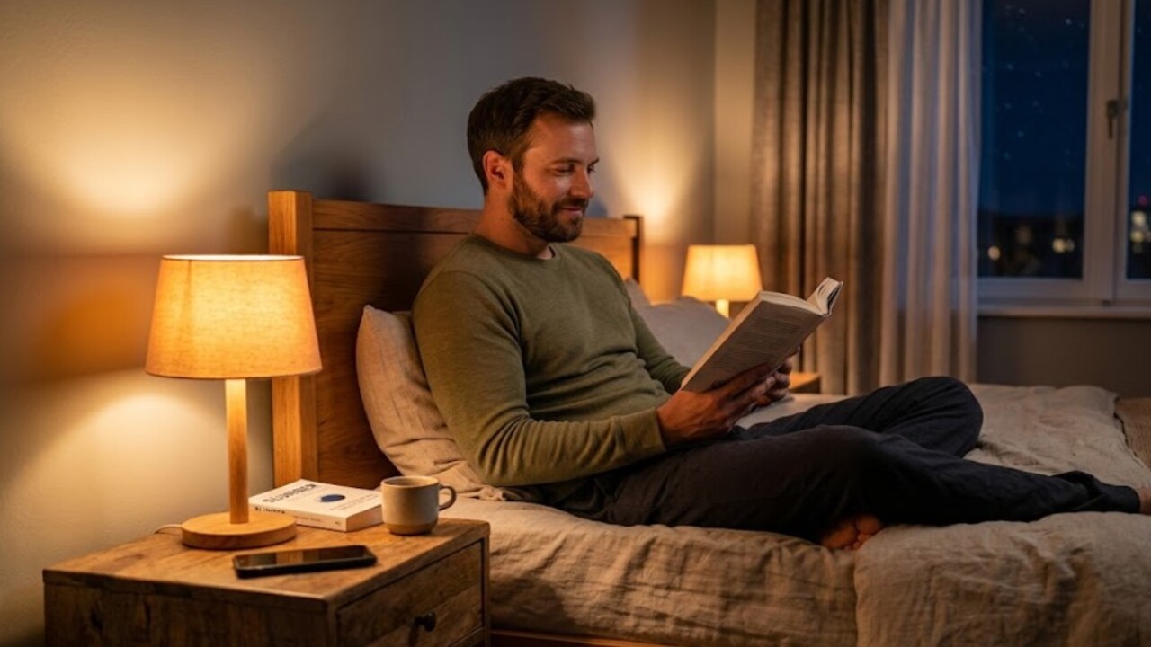 Homem praticando higiene do sono