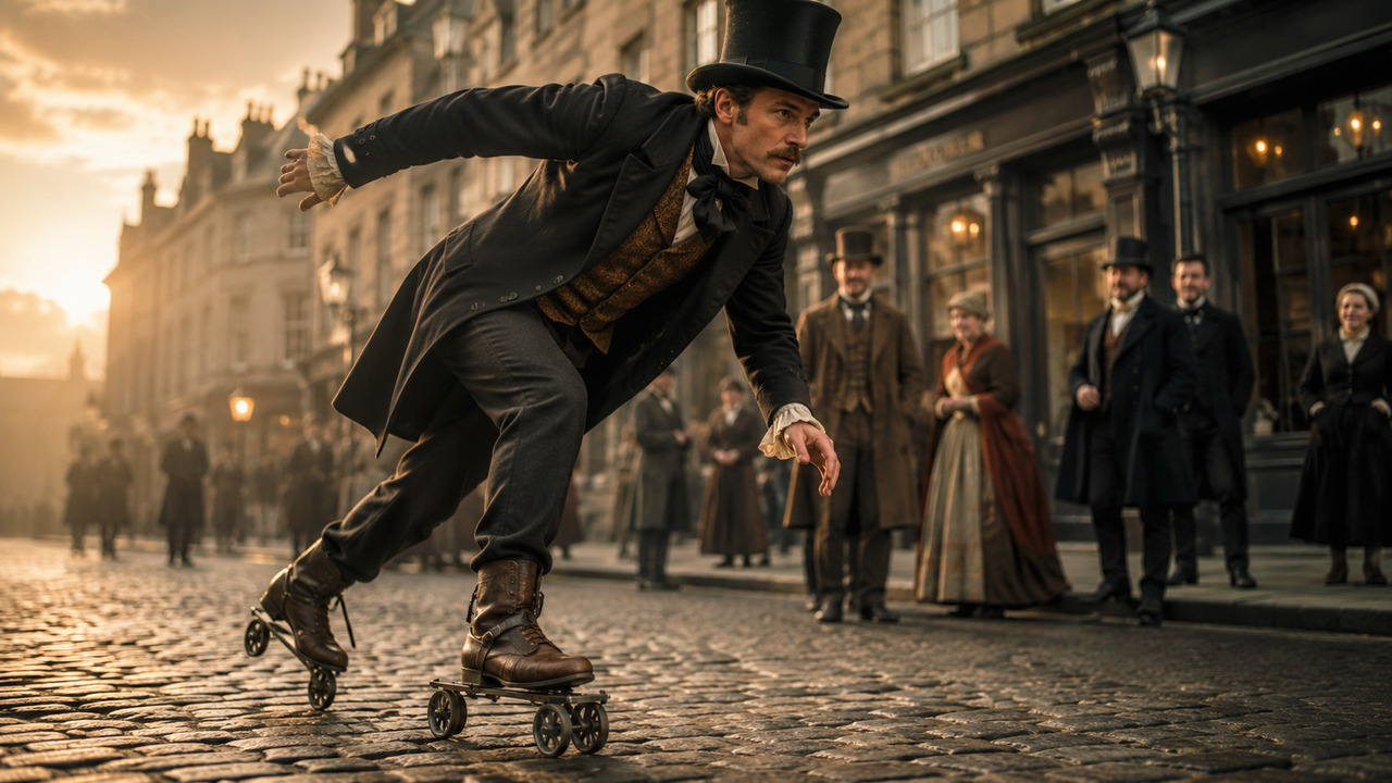 Inventor belga John Joseph Merlin decidiu adaptar os patins de gelo substituindo a lâmina por rodas alinhadas