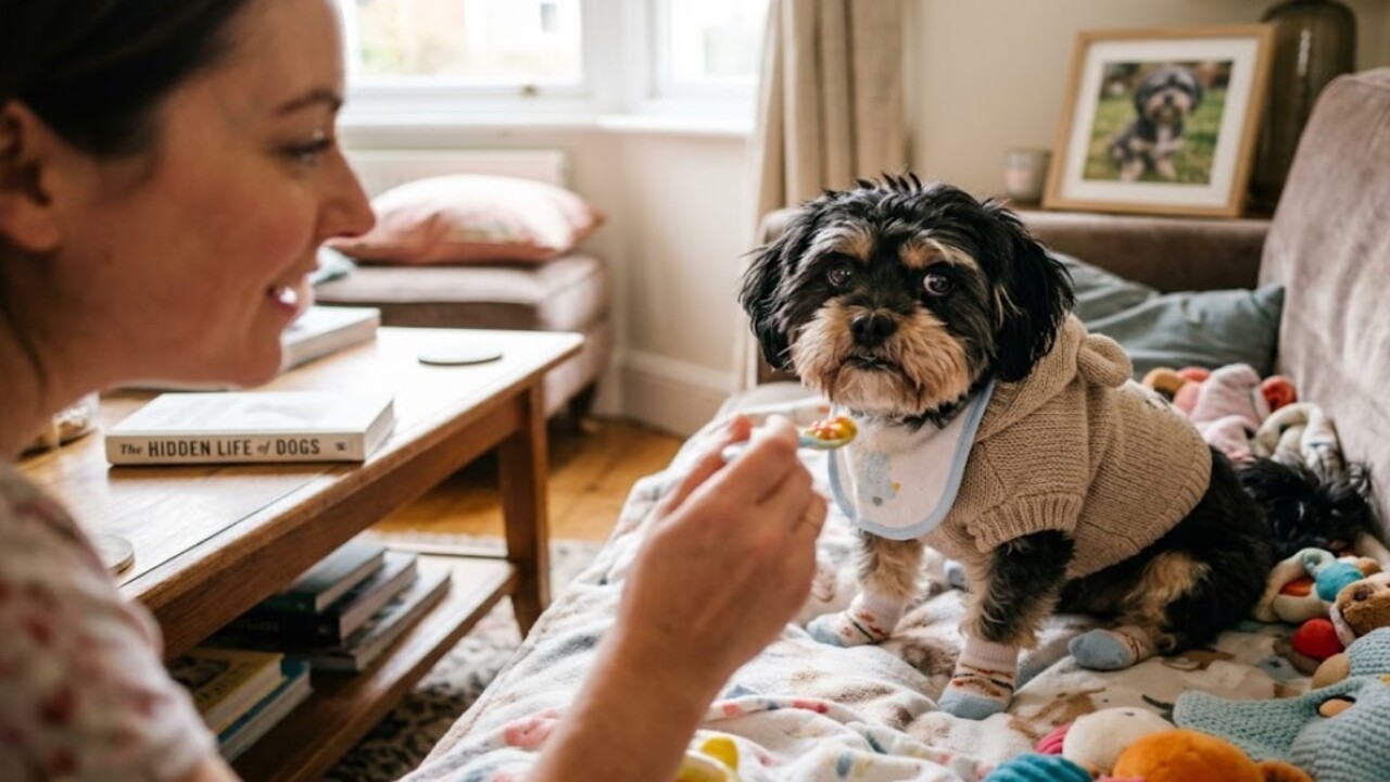 Tutora tratando seu cachorro como humano