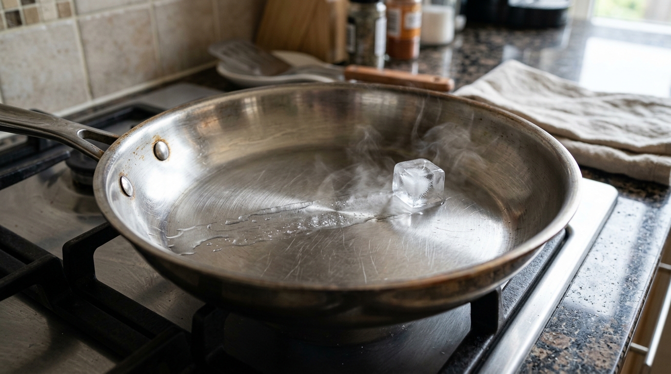 O teste do cubo de gelo indica o momento exato de adicionar os alimentos na panela.