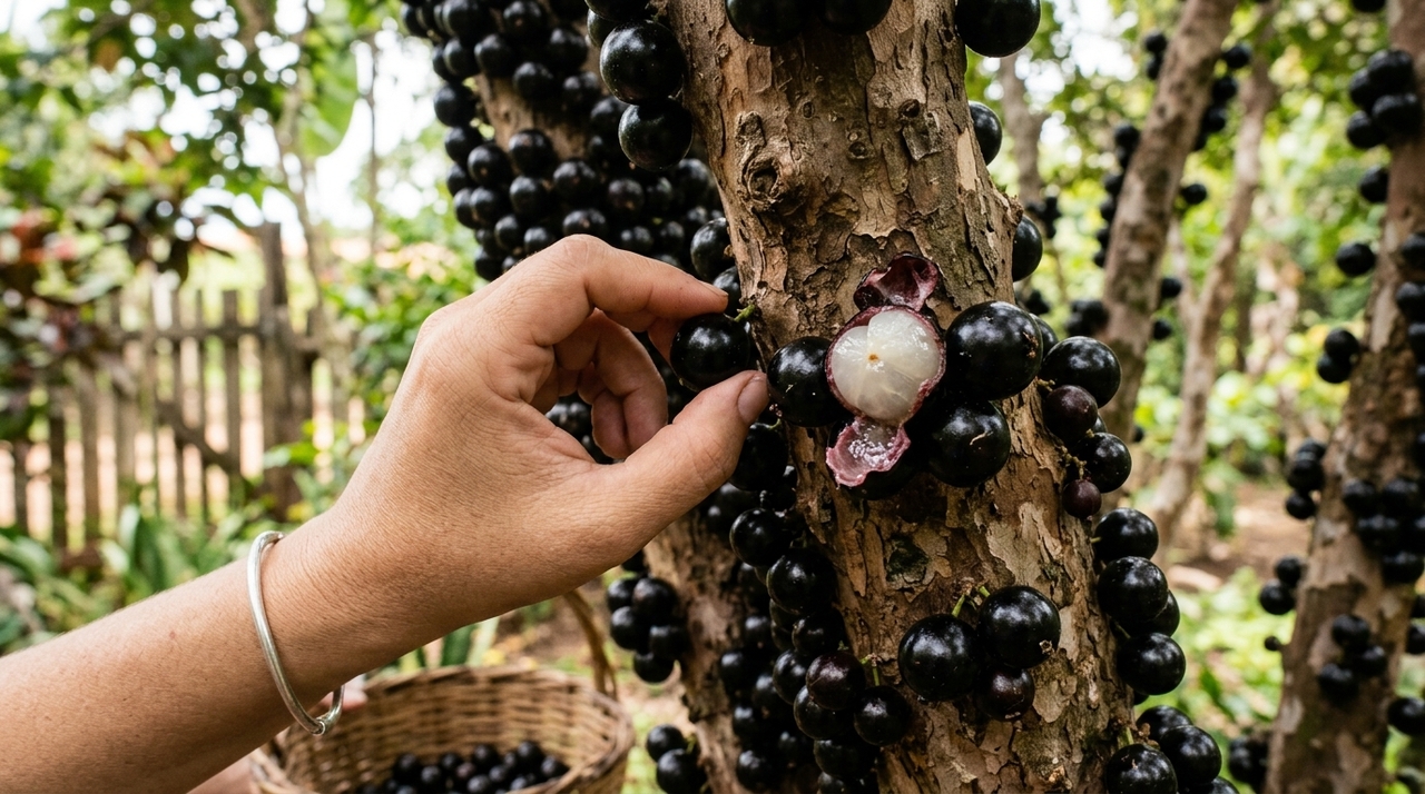 A jabuticaba é fruto de uma árvore brasileira da família das mirtáceas, nativa da Mata Atlântica.