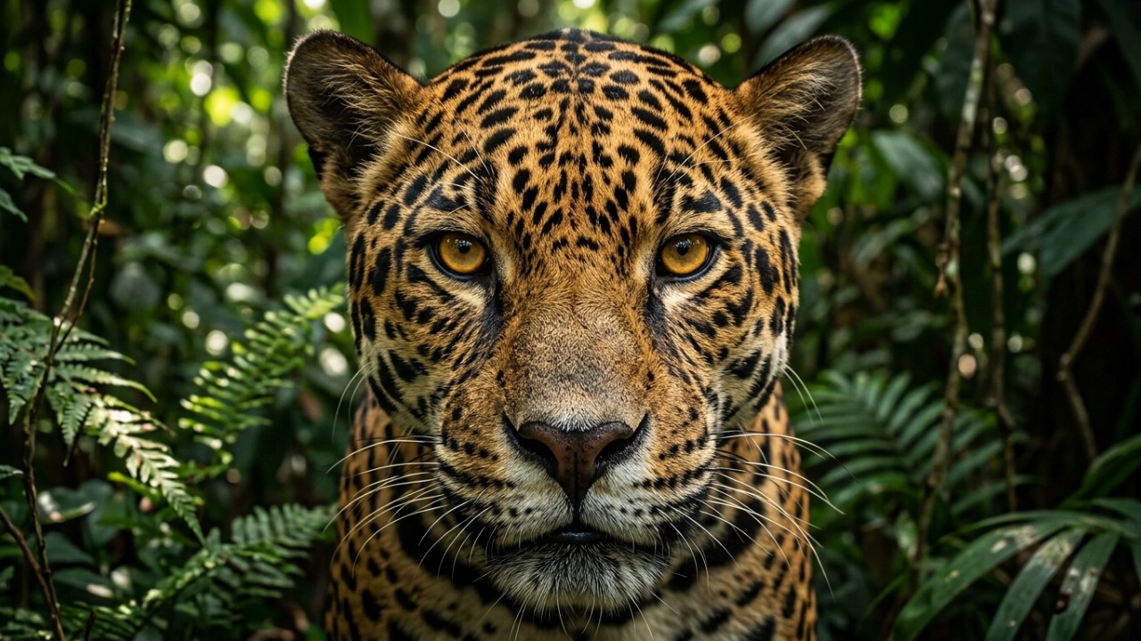 A origem tupi-guarani do termo yaguar reflete a soberania e a força letal da onça-pintada na natureza. – Imagem gerada por IA