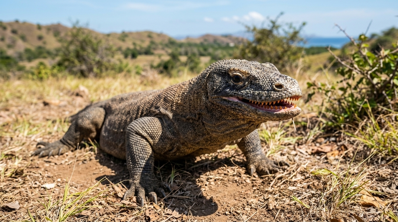 Pesquisadores descobriram que os dentes do dragão-de-komodo apresentam uma camada de ferro concentrada nas pontas e nas bordas serrilhadas.