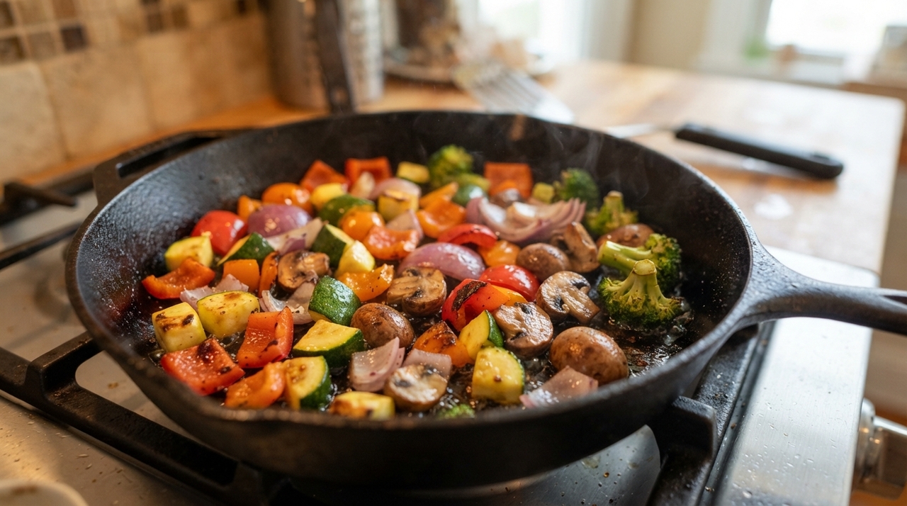 Os legumes precisam encontrar uma superfície quente para começar a dourar antes de liberar grande quantidade de água.