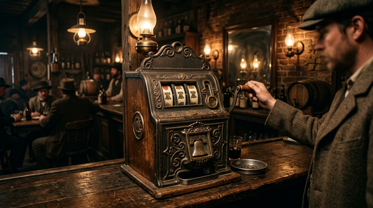Em 1891, a empresa Sittman & Pitt apresentou uma máquina baseada no pôquer, equipada com cinco cilindros e imagens de cartas.