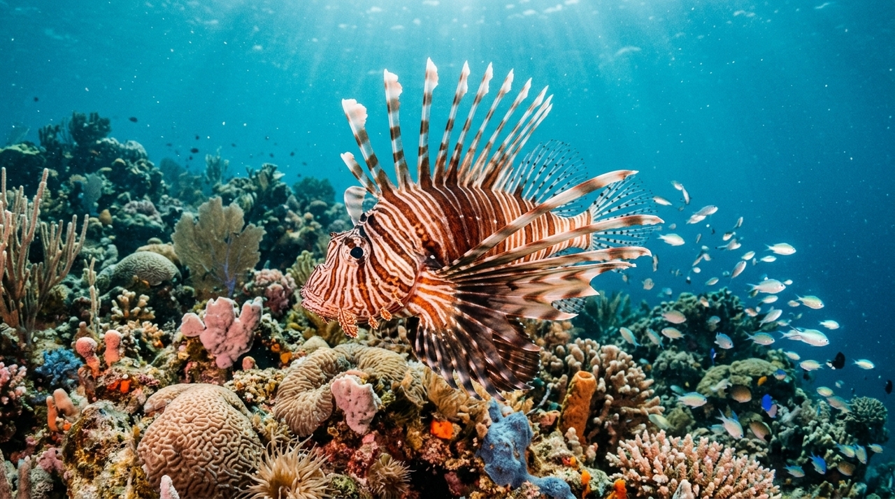 O peixe-leão é uma espécie exótica que ganhou espaço no litoral brasileiro por não possuir predadores naturais suficientes