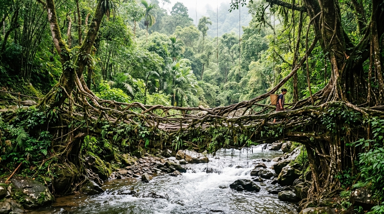 O estado de Meghalaya recebe algumas das maiores quantidades de chuva do planeta.