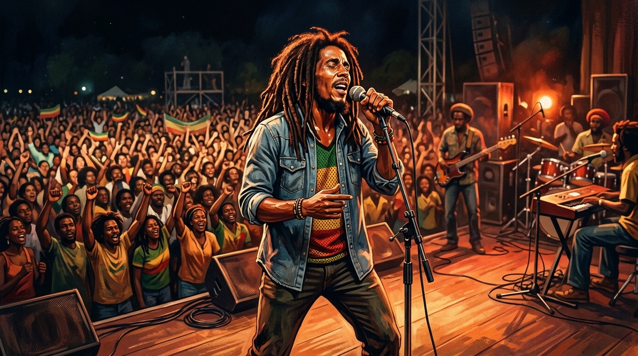 A trajetória de Bob Marley começou na Jamaica e alcançou públicos internacionais com os Wailers.