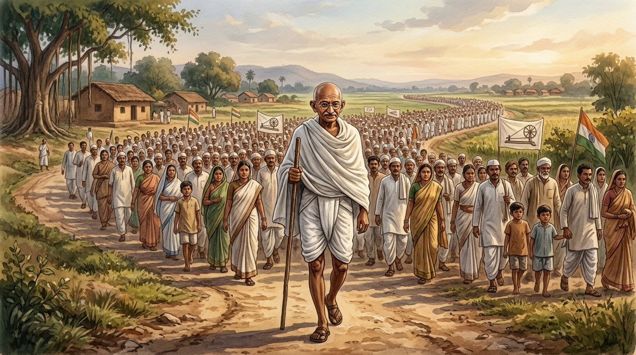 A trajetória de Mahatma Gandhi reuniu atuação política, espiritualidade e resistência ao colonialismo britânico