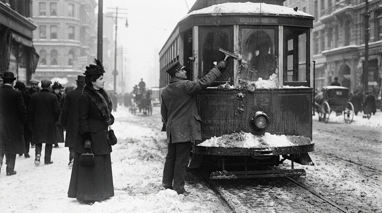 Em 1903, Mary Anderson registrou a patente de um sistema mecânico com uma lâmina de borracha movimentada por uma alavanca interna.