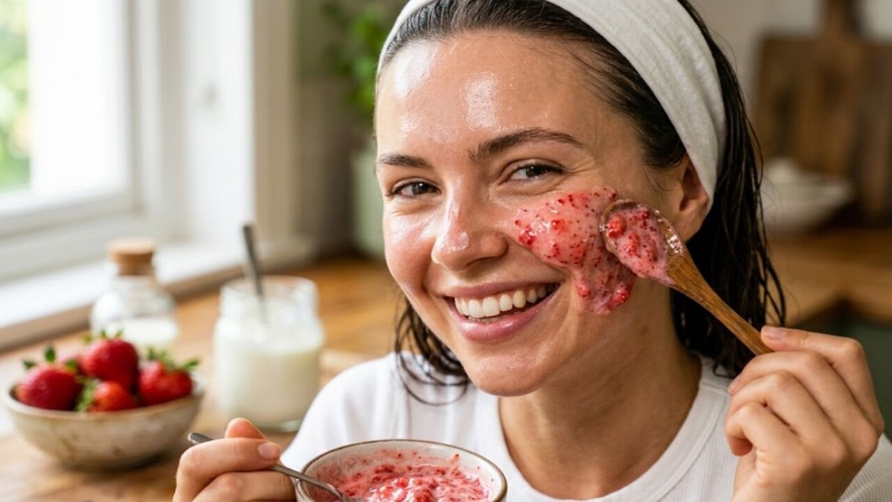 A máscara de morango e iogurte virou uma das receitas caseiras mais comentadas para quem deseja uma pele mais iluminada